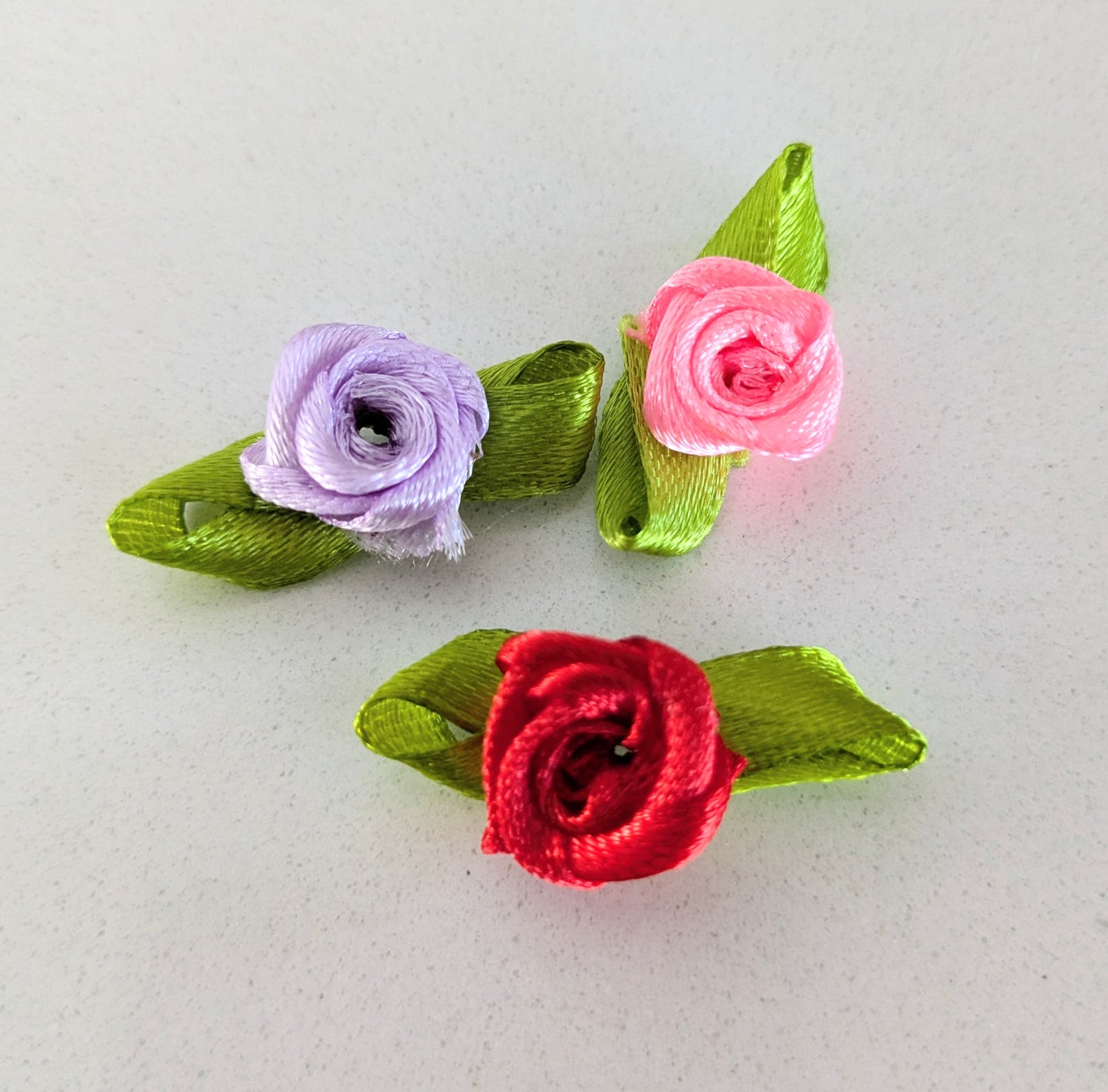 3 pack rose ribbon toe flowers